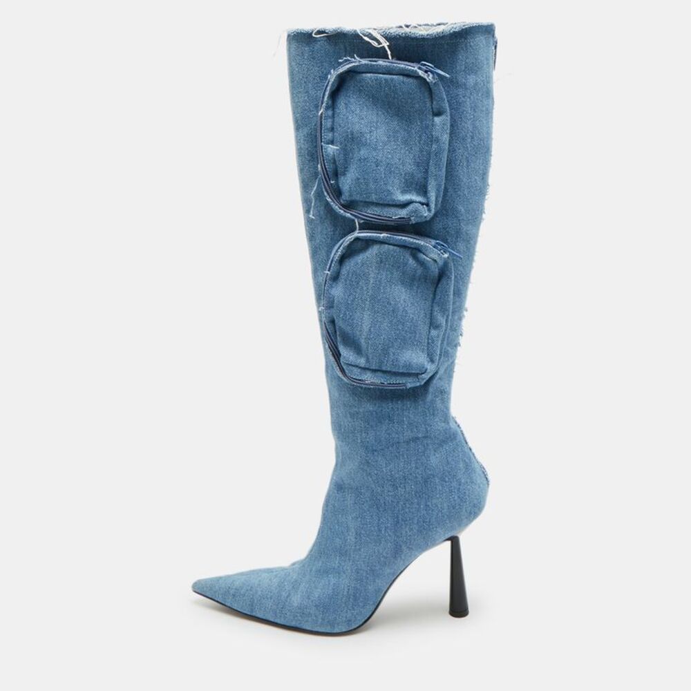 Giaborghini Belvinia Size 39 Blue Denim Knee Length Boots